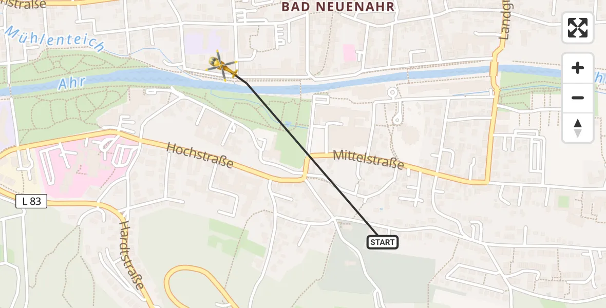 Flugroute Ambulanzhubschrauber Bad Neuenahr-Ahrweiler - Bad Neuenahr-Ahrweiler, 18 Februar 2026, 09:57