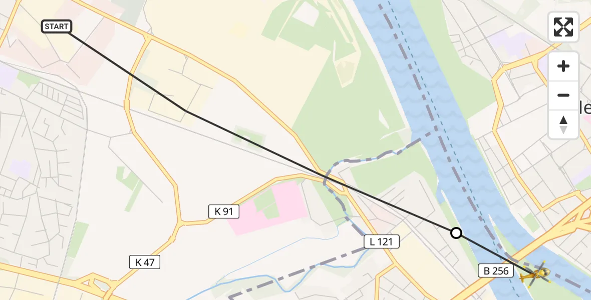 Flugroute Ambulanzhubschrauber Andernach - Weißenthurm, 18 Februar 2026, 10:46