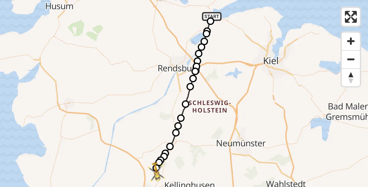 Routekaart van de vlucht: Rettungshubschrauber nach Hohenaspe, Hohenasper Feld