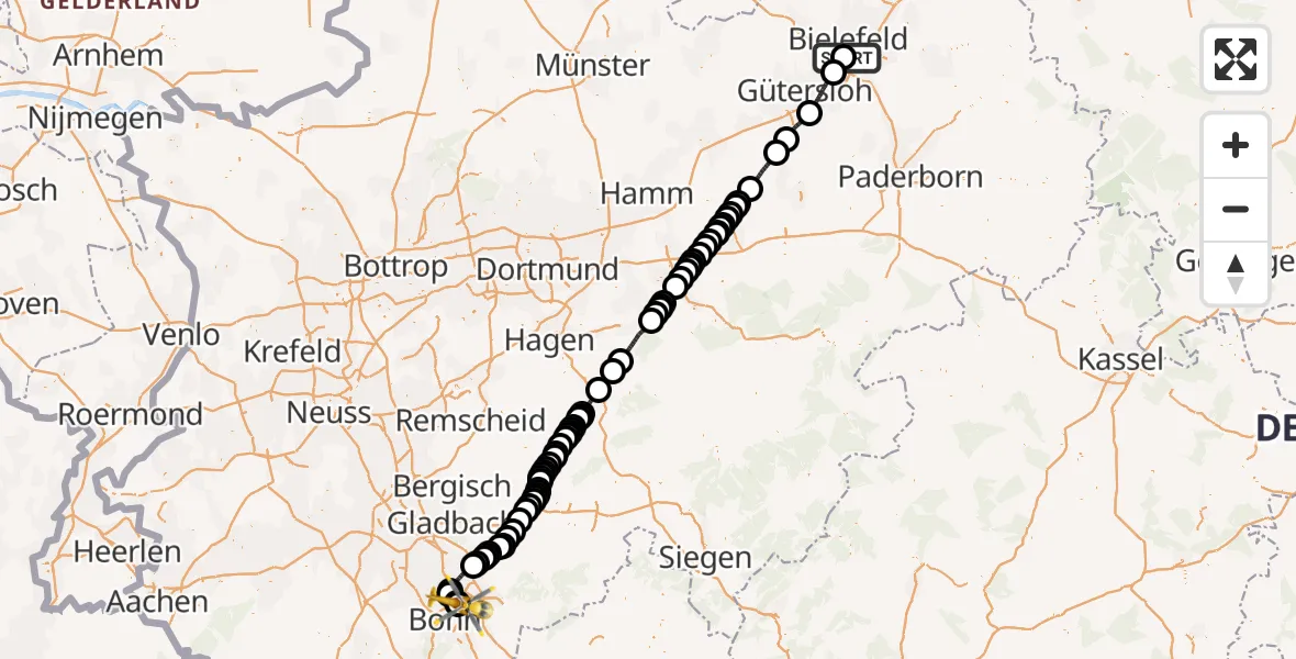 Routekaart van de vlucht: Rettungshubschrauber nach Sankt Augustin, Richthofenstraße