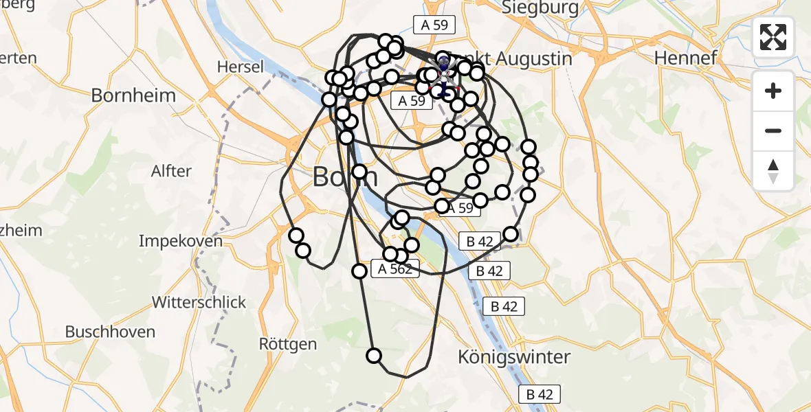 Flugroute Polizeihubschrauber Sankt Augustin - Sankt Augustin, 18 Februar 2026, 11:14