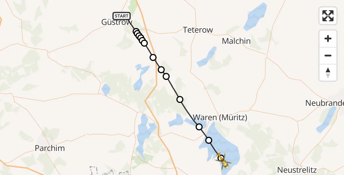 Flugroute Rettungshubschrauber Suckow - Ludorf, 18 Februar 2026, 11:41