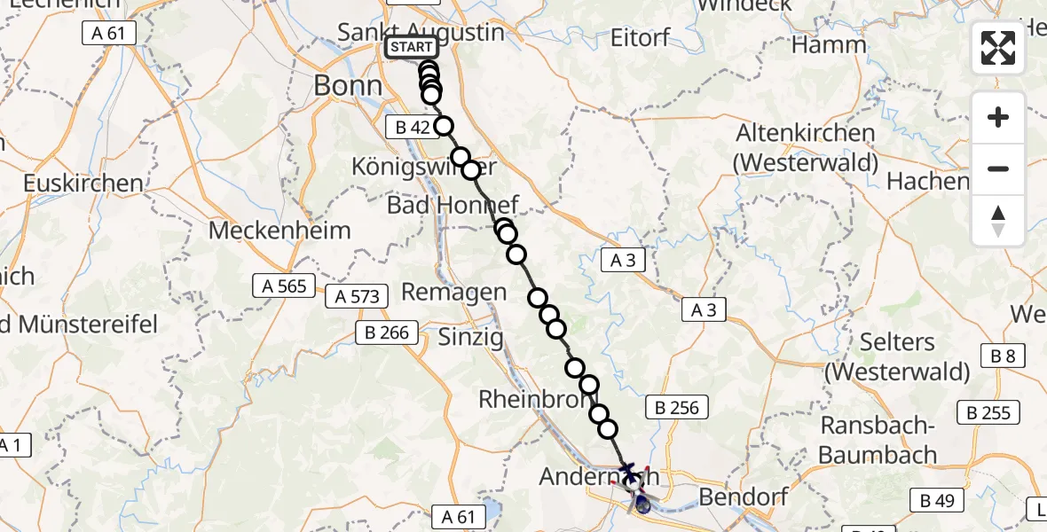 Routekaart van de vlucht: Polizeihubschrauber nach Weißenthurm, Schillerstraße