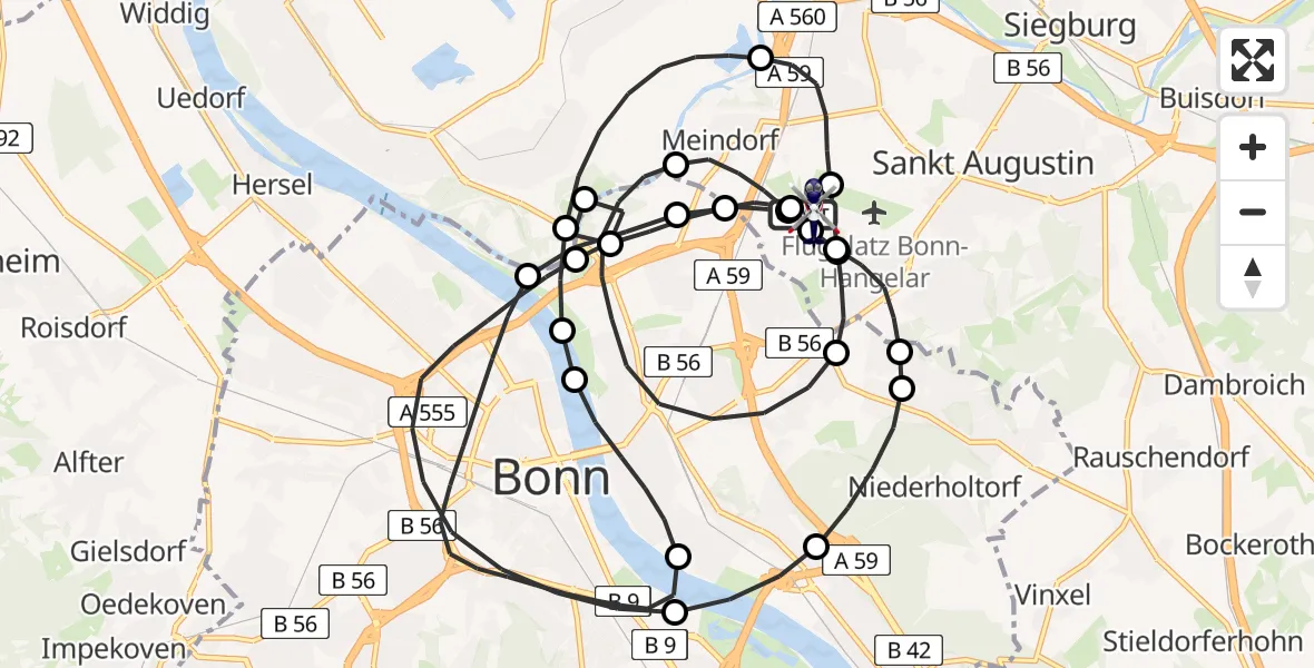 Flugroute Polizeihubschrauber Sankt Augustin - Sankt Augustin, 18 Februar 2026, 13:01