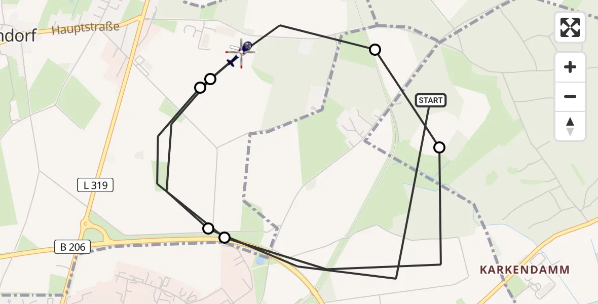 Routekaart van de vlucht: Polizeihubschrauber nach Bad Bramstedt Heliport