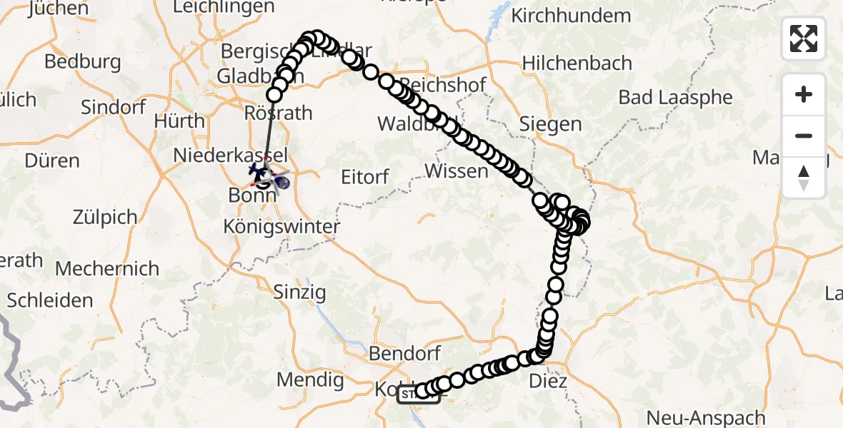 Routekaart van de vlucht: Polizeihubschrauber nach Meindorf, Am Bahnhof
