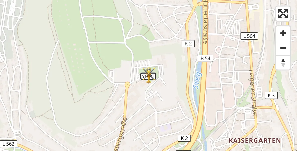 Routekaart van de vlucht: Ambulanzhubschrauber nach Siegen, Wellersbergstraße