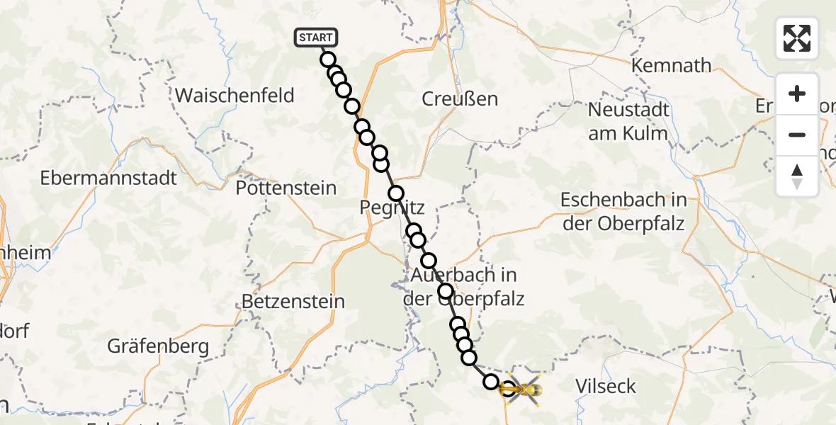 Routekaart van de vlucht: Rettungshubschrauber nach Kürmreuth
