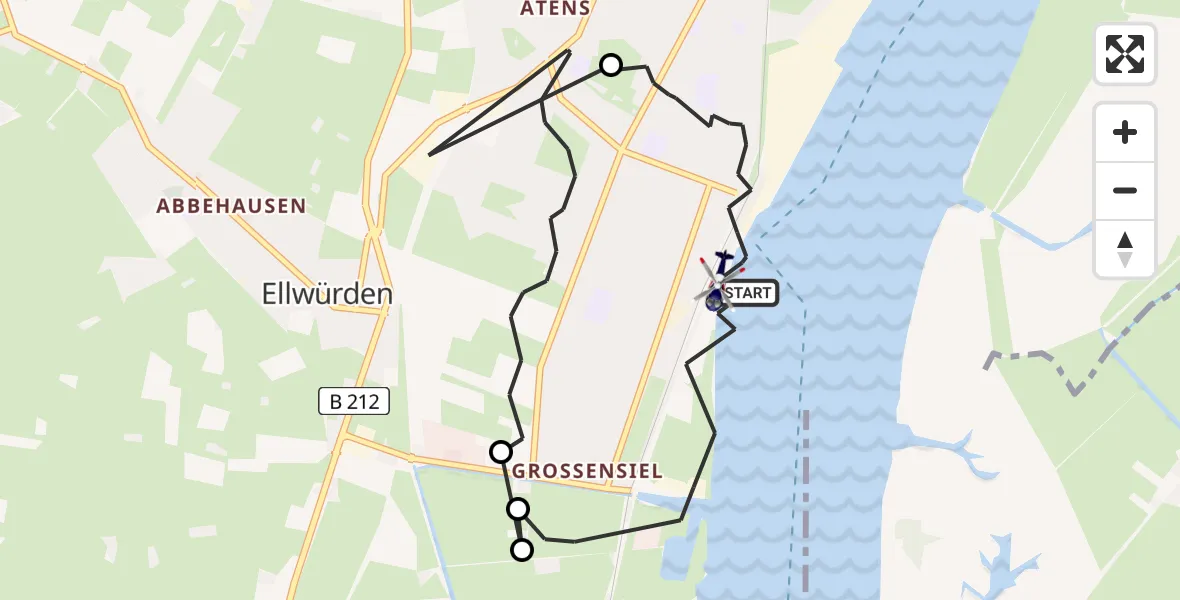 Flugroute Polizeihubschrauber Nordenham - Nordenham, 18 Februar 2026, 15:40