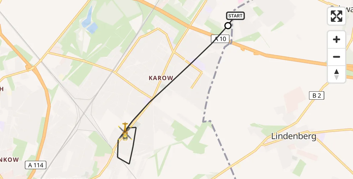 Flugroute Rettungshubschrauber Schwanebeck - Berlin, 18 Februar 2026, 16:27