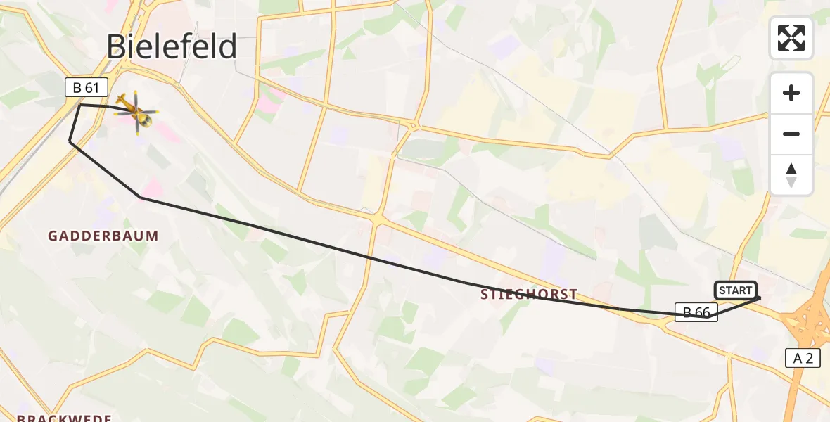 Routekaart van de vlucht: Rettungshubschrauber nach Bielefeld, Burgsteig