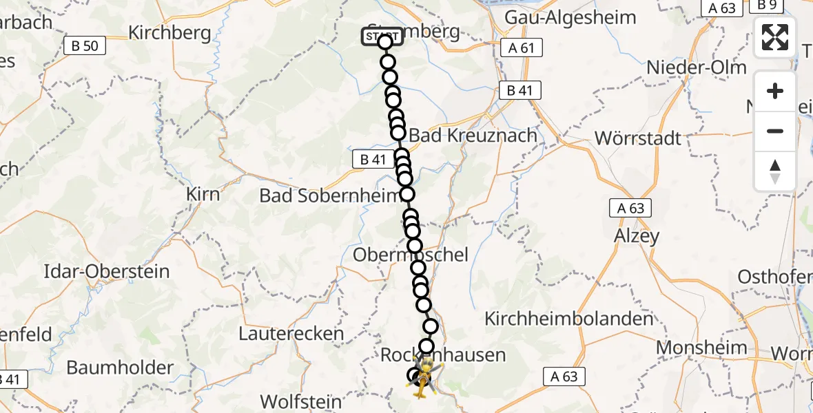 Routekaart van de vlucht: Rettungshubschrauber nach Imsweiler UL