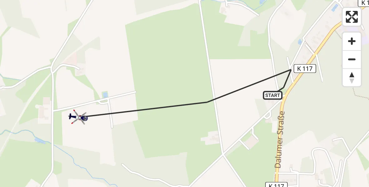 Flugroute Polizeihubschrauber Bippen - Bippen, 18 Februar 2026, 23:58