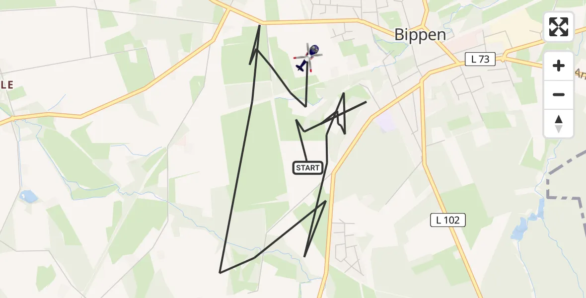Flugroute Polizeihubschrauber Bippen - Bippen, 19 Februar 2026, 00:02