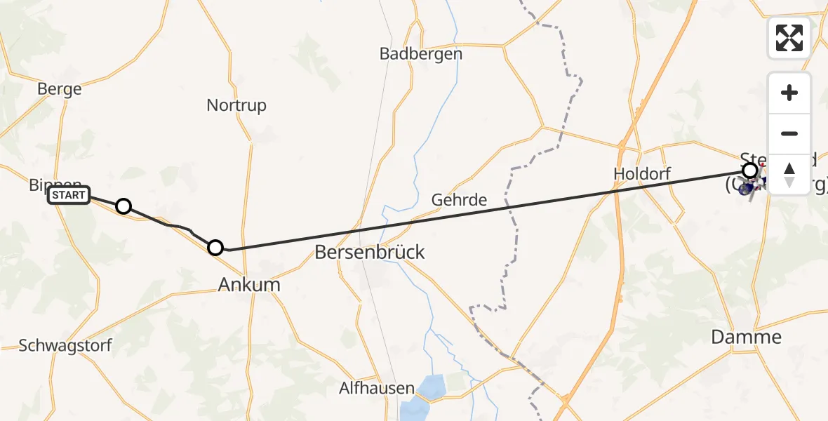 Routekaart van de vlucht: Polizeihubschrauber nach Steinfeld, Handorfer Straße