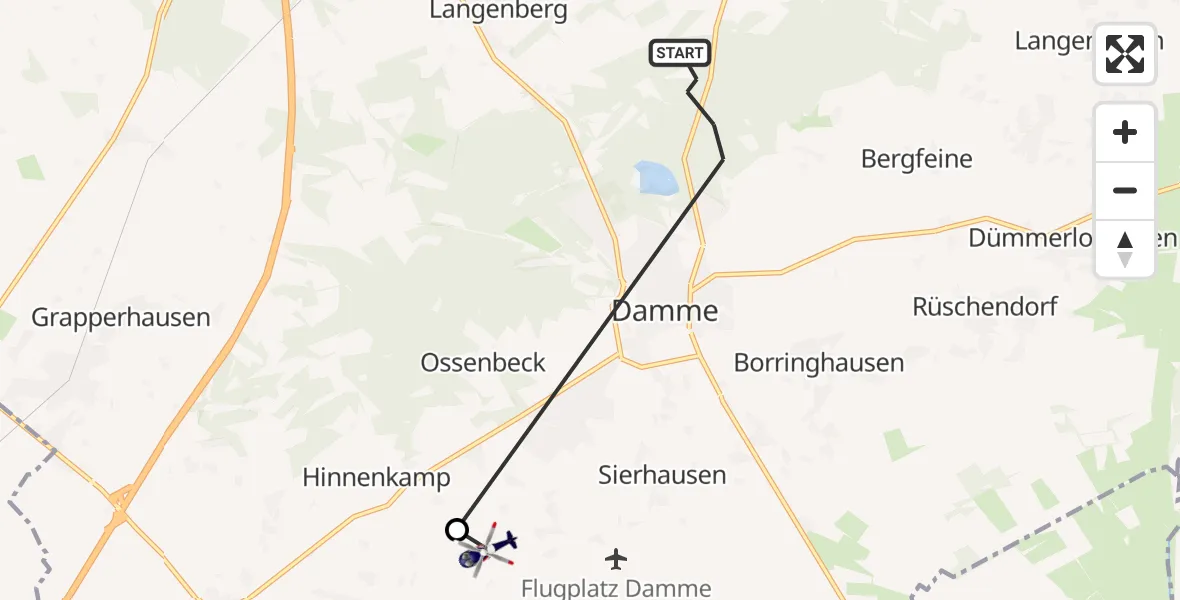 Flugroute Polizeihubschrauber Damme - Vörden, 19 Februar 2026, 00:22