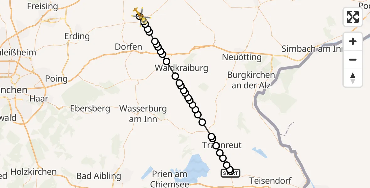 Routekaart van de vlucht: Rettungshubschrauber nach Neufraunhofen