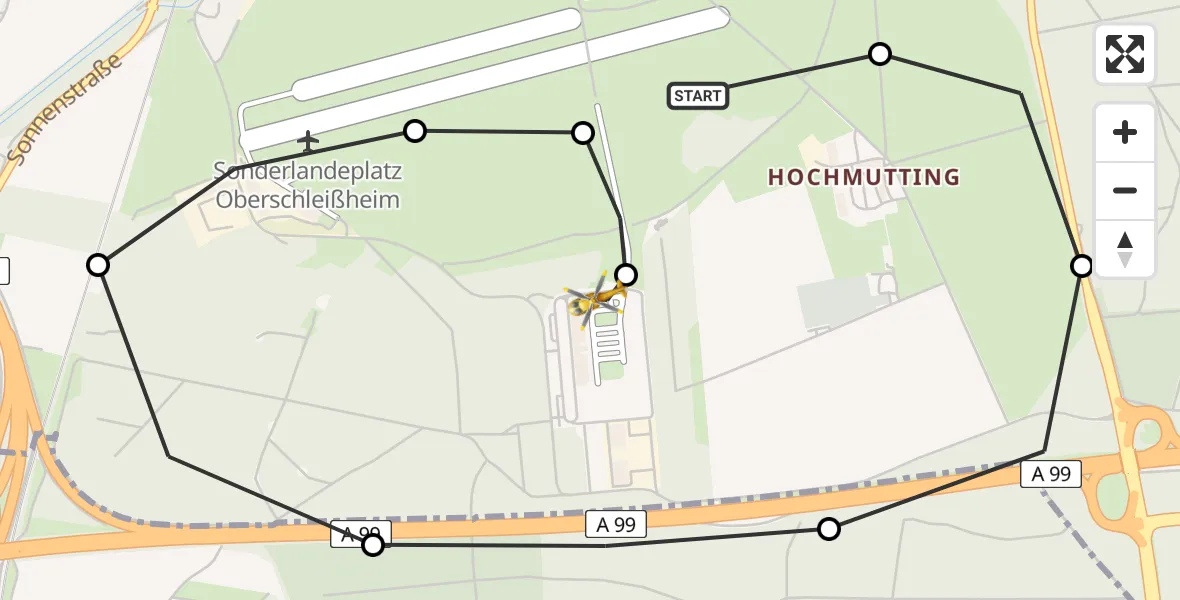 Flugroute Rettungshubschrauber Oberschleissheim Heliport - Oberschleißheim, 19 Februar 2026, 06:44