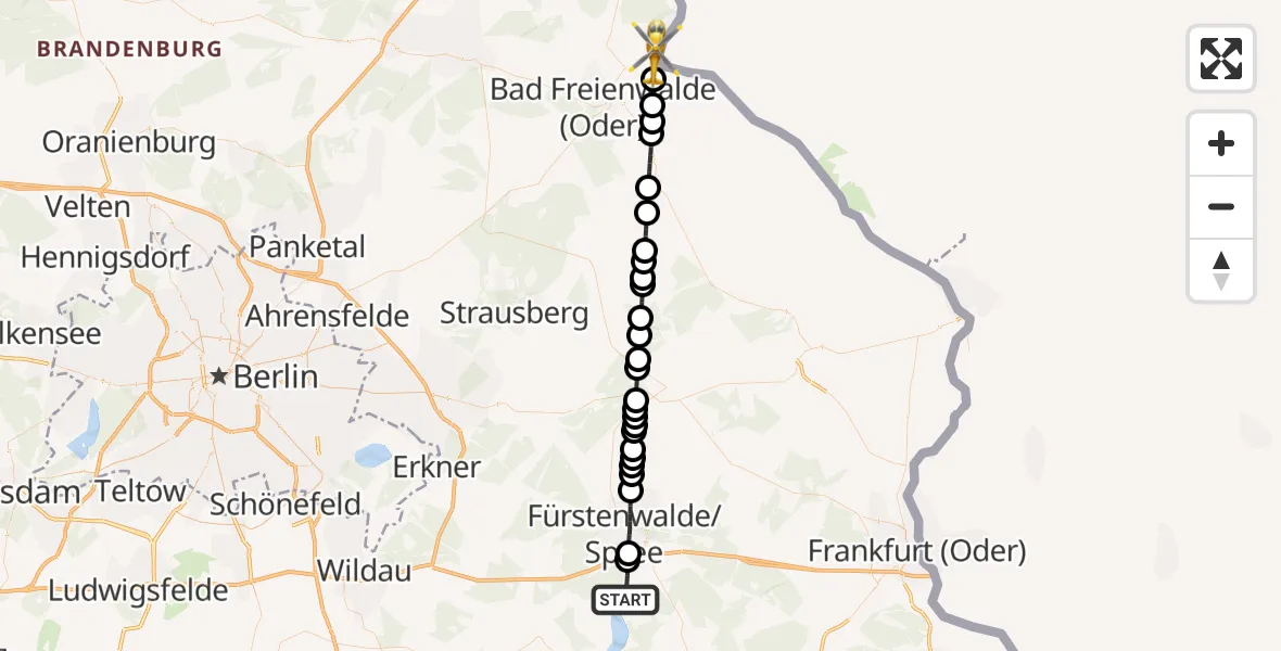 Routekaart van de vlucht: Rettungshubschrauber nach Hohenwutzen, Schulstraße
