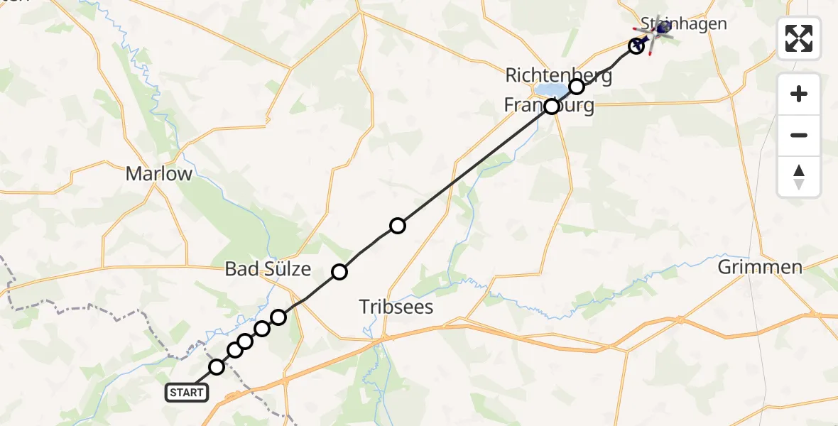 Routekaart van de vlucht: Polizeihubschrauber nach Steinhagen, Hauptstraße