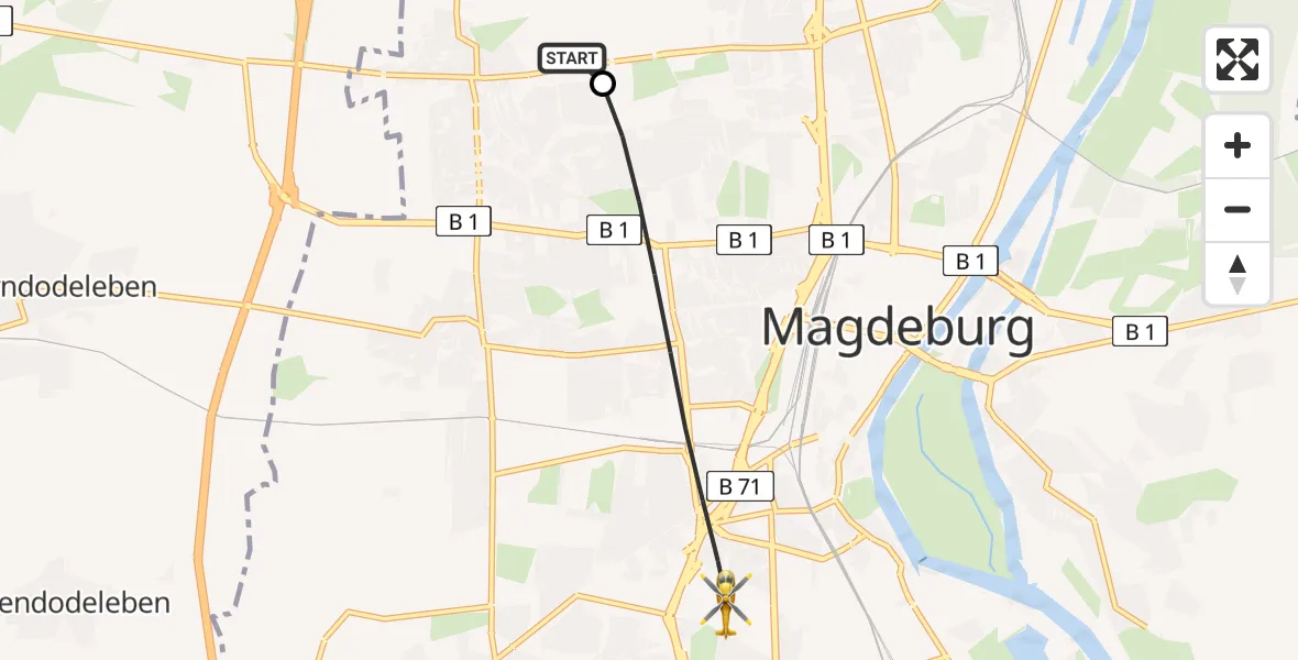 Routekaart van de vlucht: Rettungshubschrauber nach Magdeburg, Leipziger Straße