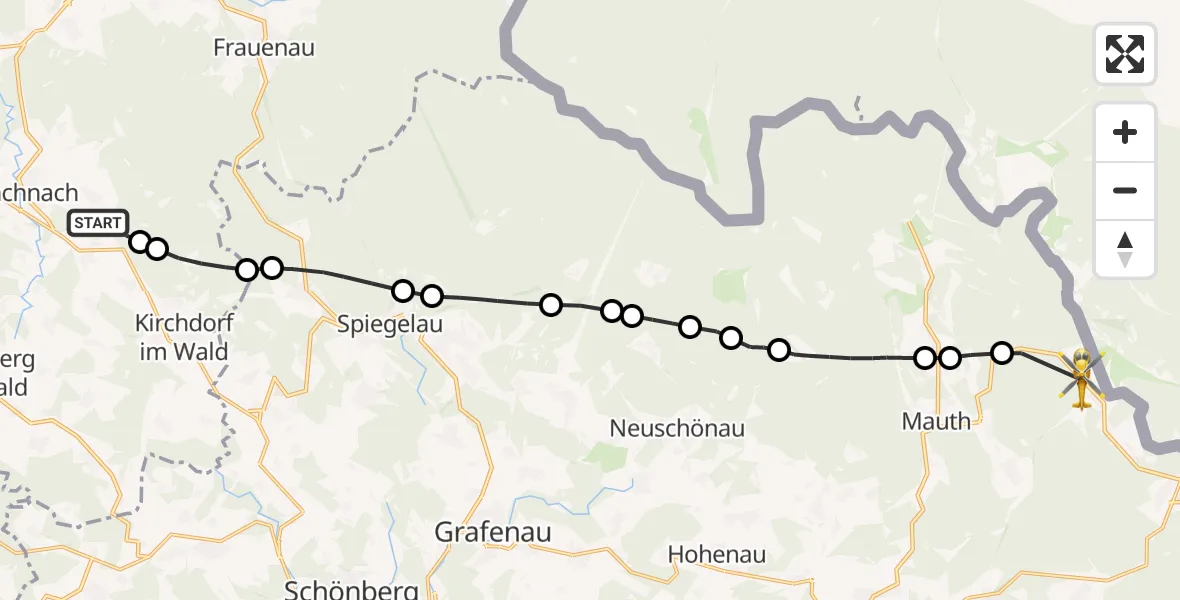 Routekaart van de vlucht: Rettungshubschrauber nach Hinterfirmiansreut, Mauther Straße