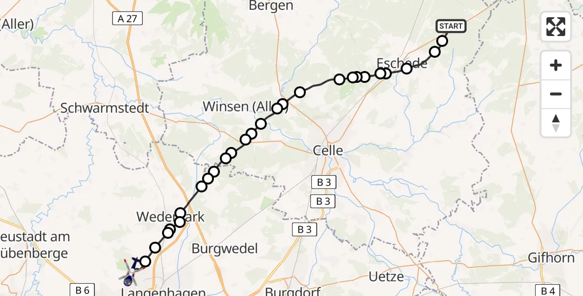 Routekaart van de vlucht: Polizeihubschrauber nach Hannover Airport