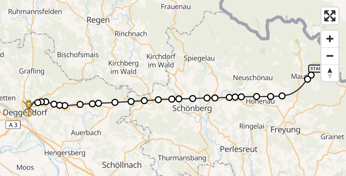 Flugroute Rettungshubschrauber Annathaler Wald - Kleinfilling, 19 Februar 2026, 11:19