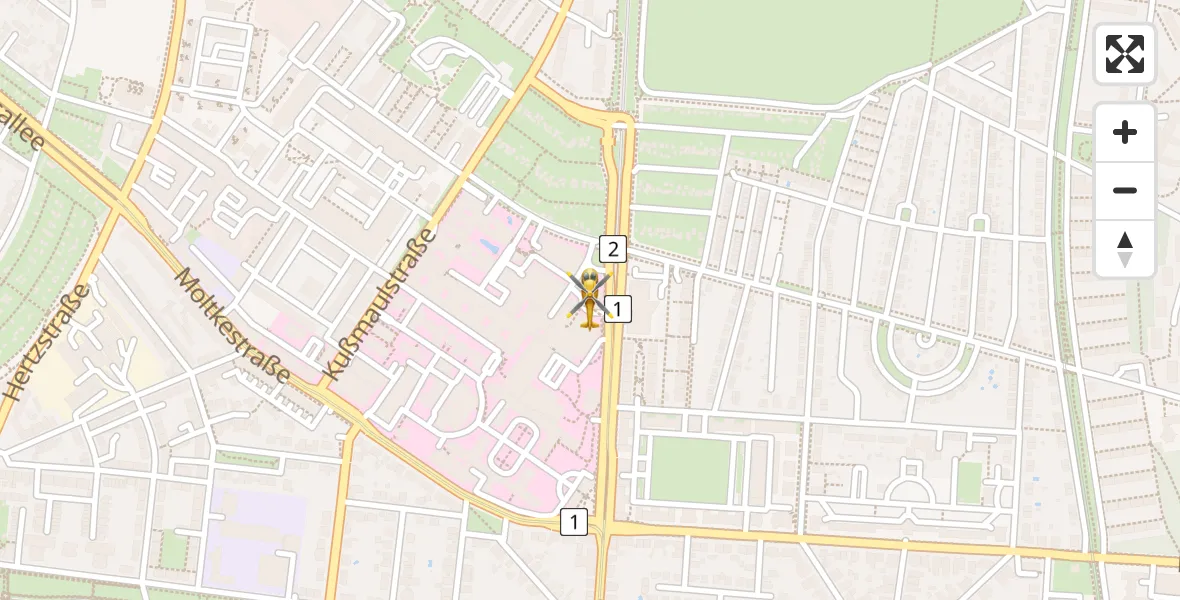 Flugroute Rettungshubschrauber Karlsruhe - Karlsruhe, 19 Februar 2026, 11:40