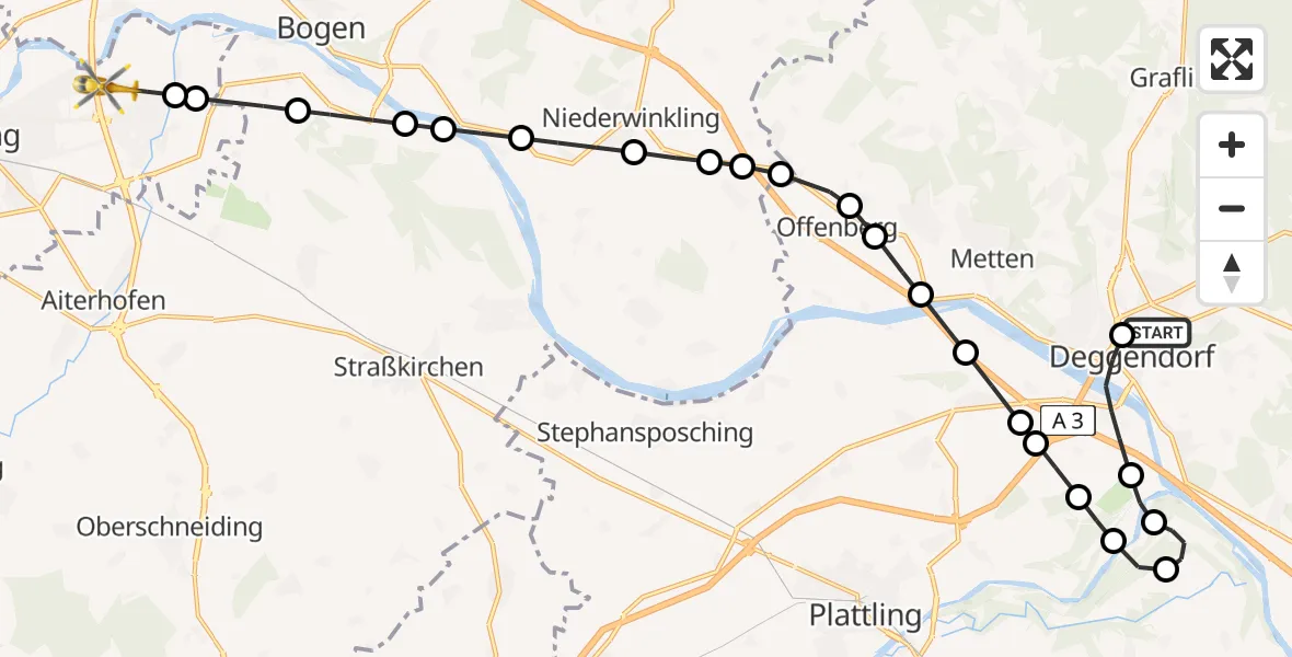 Flugroute Rettungshubschrauber Kleinfilling - Oberöbling, 19 Februar 2026, 11:45