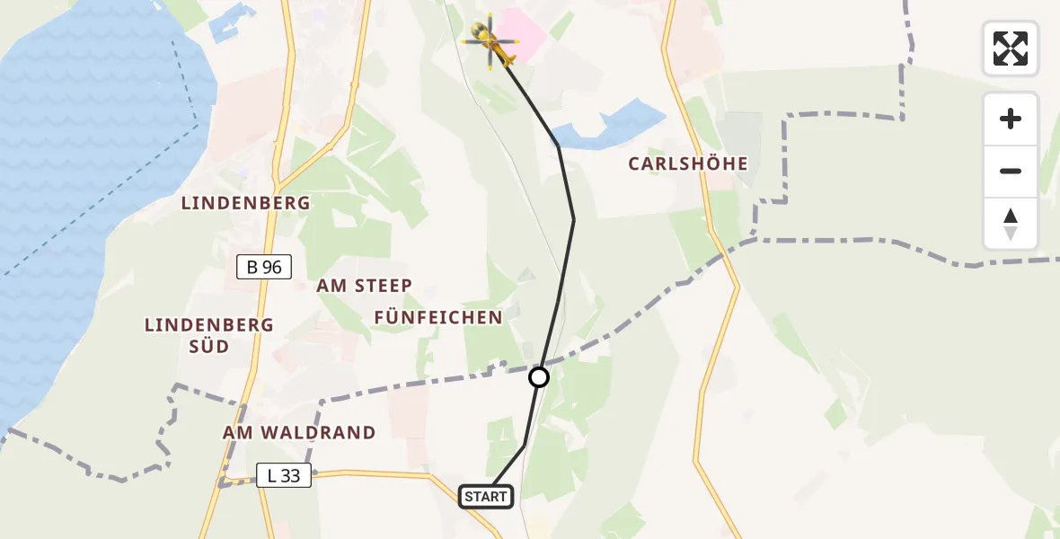 Flugroute Rettungshubschrauber Burg Stargard - Neubrandenburg, 19 Februar 2026, 11:58