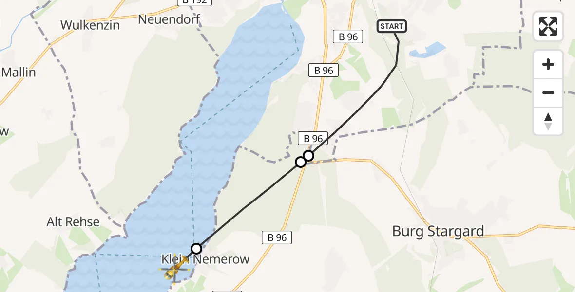 Routekaart van de vlucht: Rettungshubschrauber nach Neubrandenburg