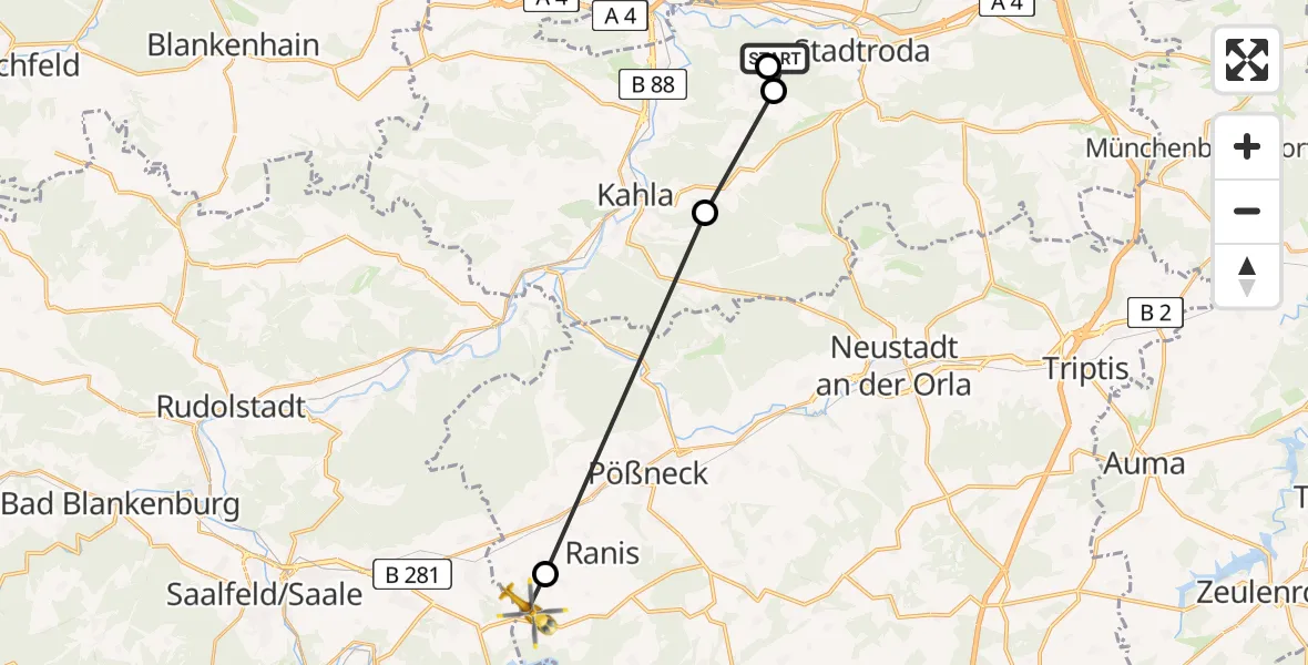 Flugroute Rettungshubschrauber Rausdorf - Kalte Schenke, 19 Februar 2026, 12:27