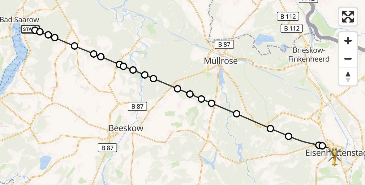 Flugroute Rettungshubschrauber Pieskow - Eisenhüttenstadt, 19 Februar 2026, 12:31