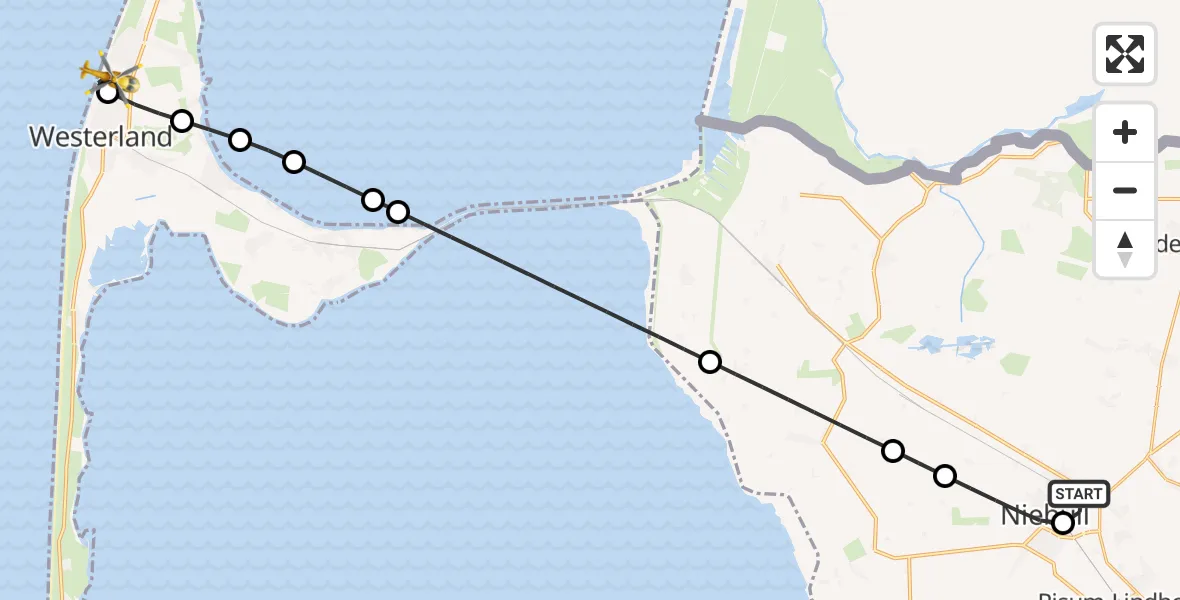 Routekaart van de vlucht: Rettungshubschrauber nach Westerland, Norderstraße