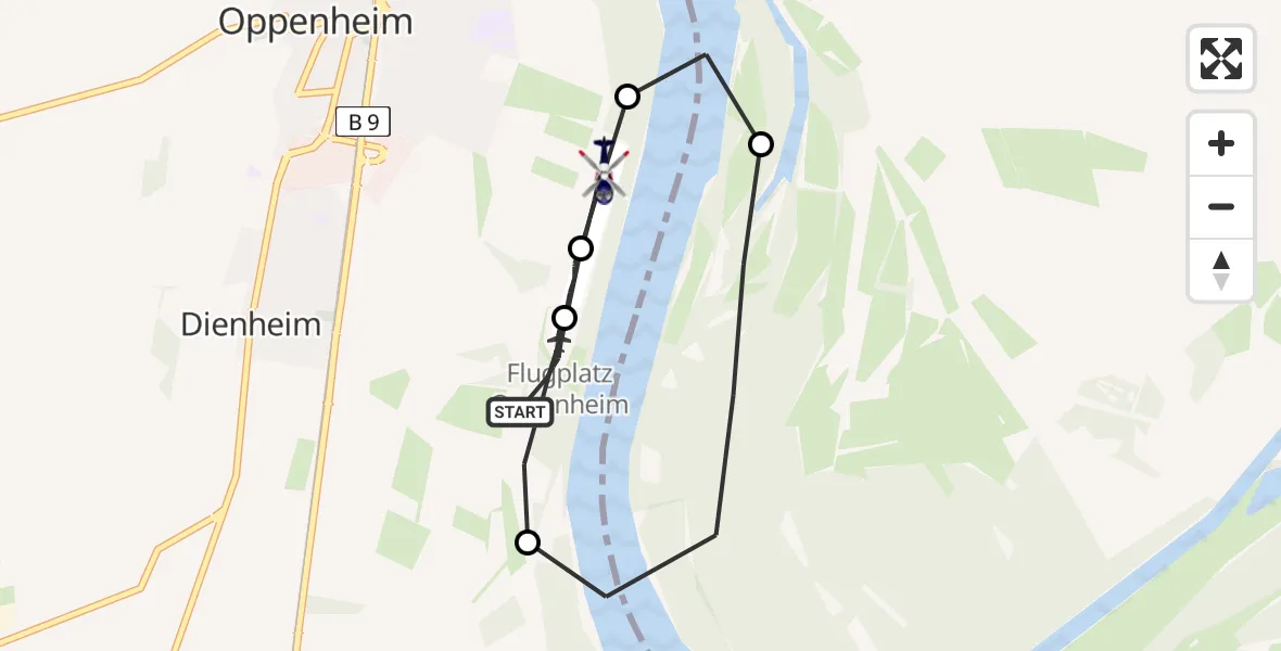 Routekaart van de vlucht: Polizeihubschrauber nach Oppenheim Airfield