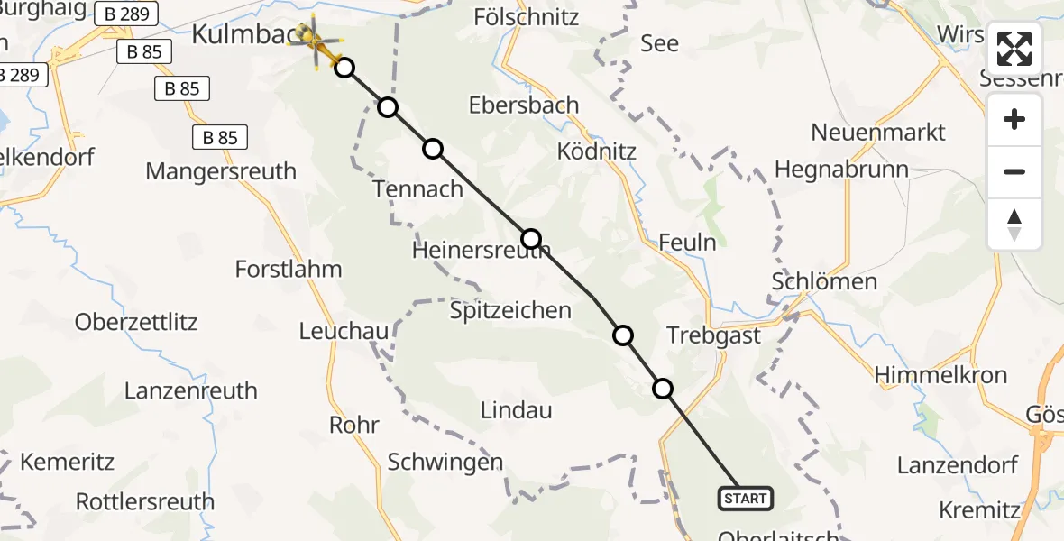 Flugroute Rettungshubschrauber Oberlaitsch - Unterpurbach, 19 Februar 2026, 12:49