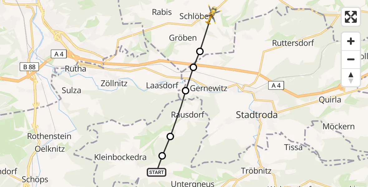 Flugroute Rettungshubschrauber Obergneus - Trockhausen, 19 Februar 2026, 13:14