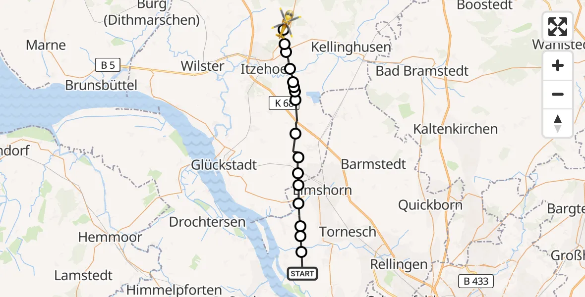 Routekaart van de vlucht: Rettungshubschrauber nach Hohenlockstedt