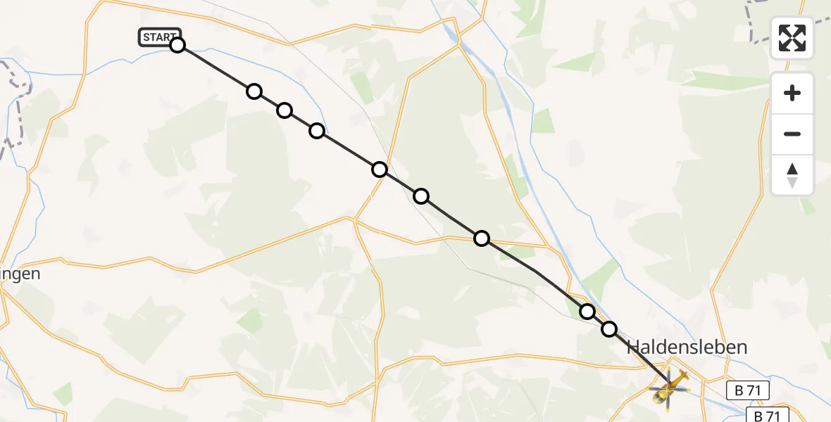 Flugroute Rettungshubschrauber Kathendorf - Haldensleben, 19 Februar 2026, 14:27