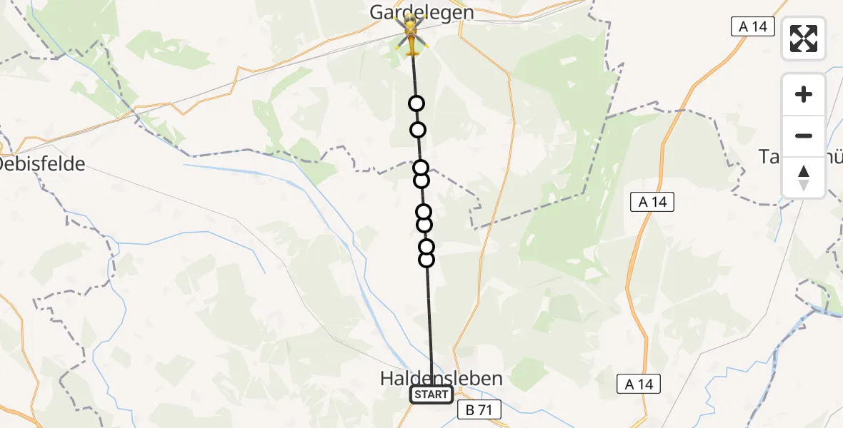 Routekaart van de vlucht: Rettungshubschrauber nach Gardelegen, Rottweg