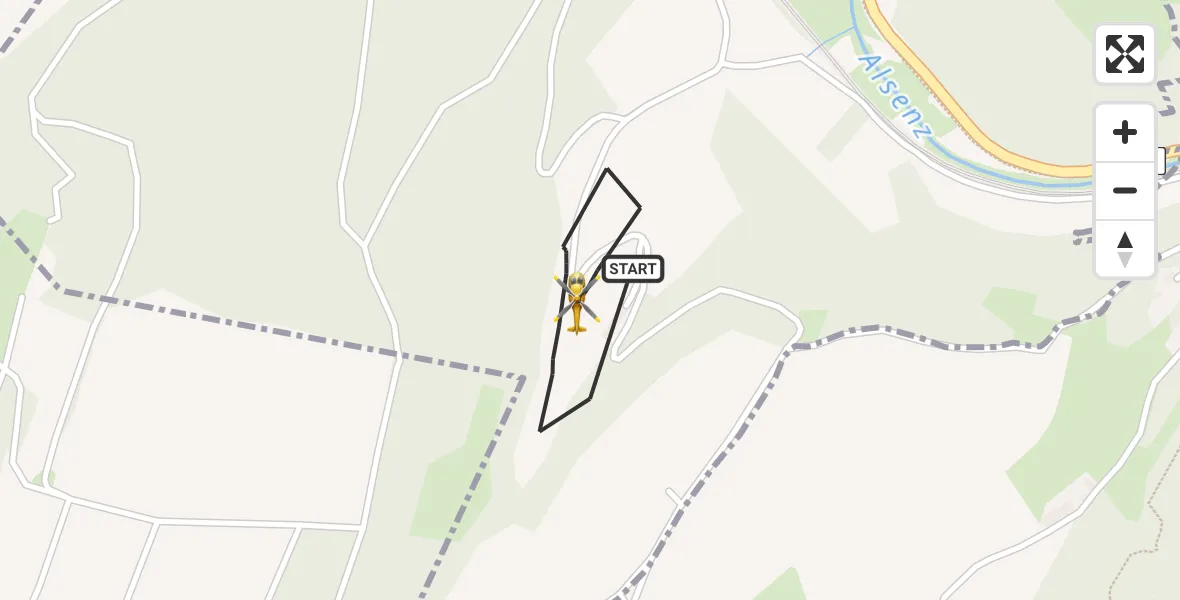 Flugroute Rettungshubschrauber Imsweiler - Imsweiler, 19 Februar 2026, 15:17