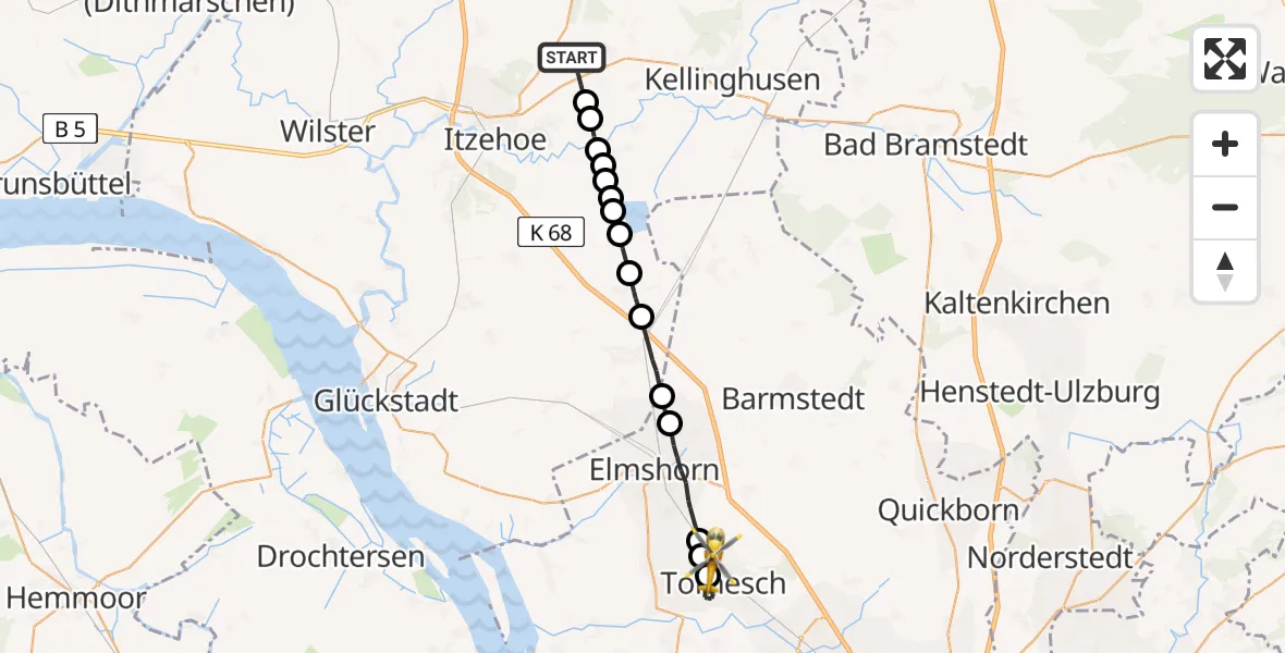 Routekaart van de vlucht: Rettungshubschrauber nach Heidgraben, Hauptstraße