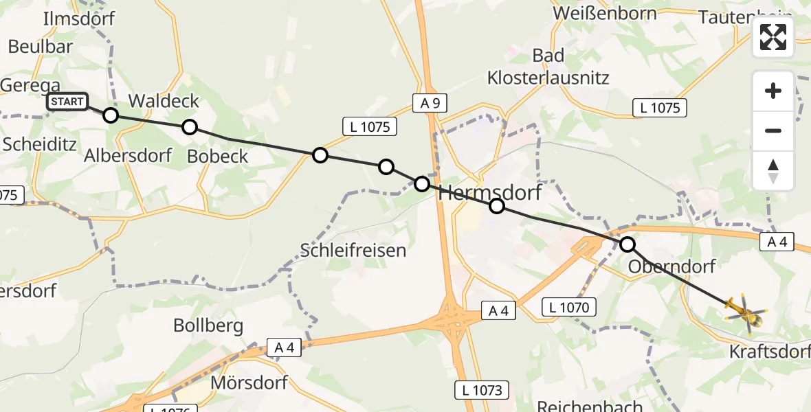 Flugroute Rettungshubschrauber Scheiditz - Oberndorf, 19 Februar 2026, 15:54