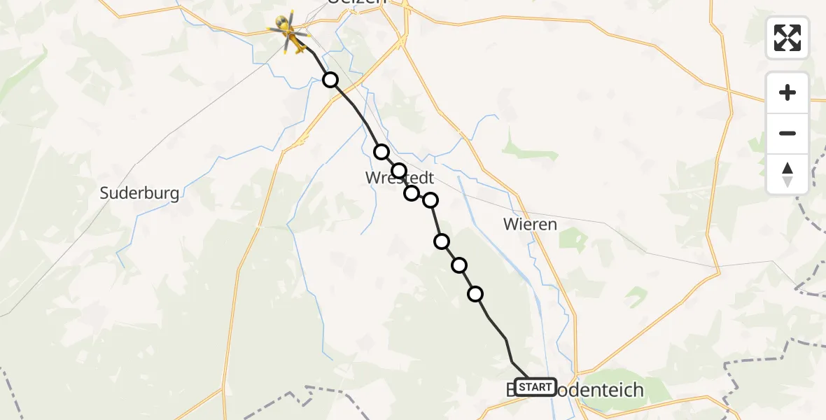 Flugroute Rettungshubschrauber Bad Bodenteich - Hansen, 19 Februar 2026, 16:04