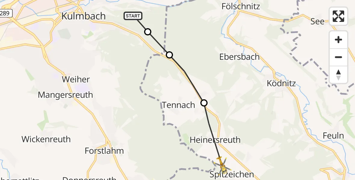 Flugroute Rettungshubschrauber Kauernburg - Spitzeichen, 19 Februar 2026, 17:10