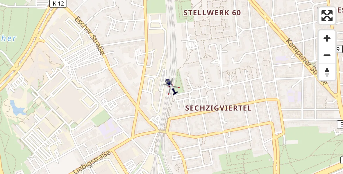 Flugroute Polizeihubschrauber Nippes - Nippes, 20 Februar 2026, 00:43