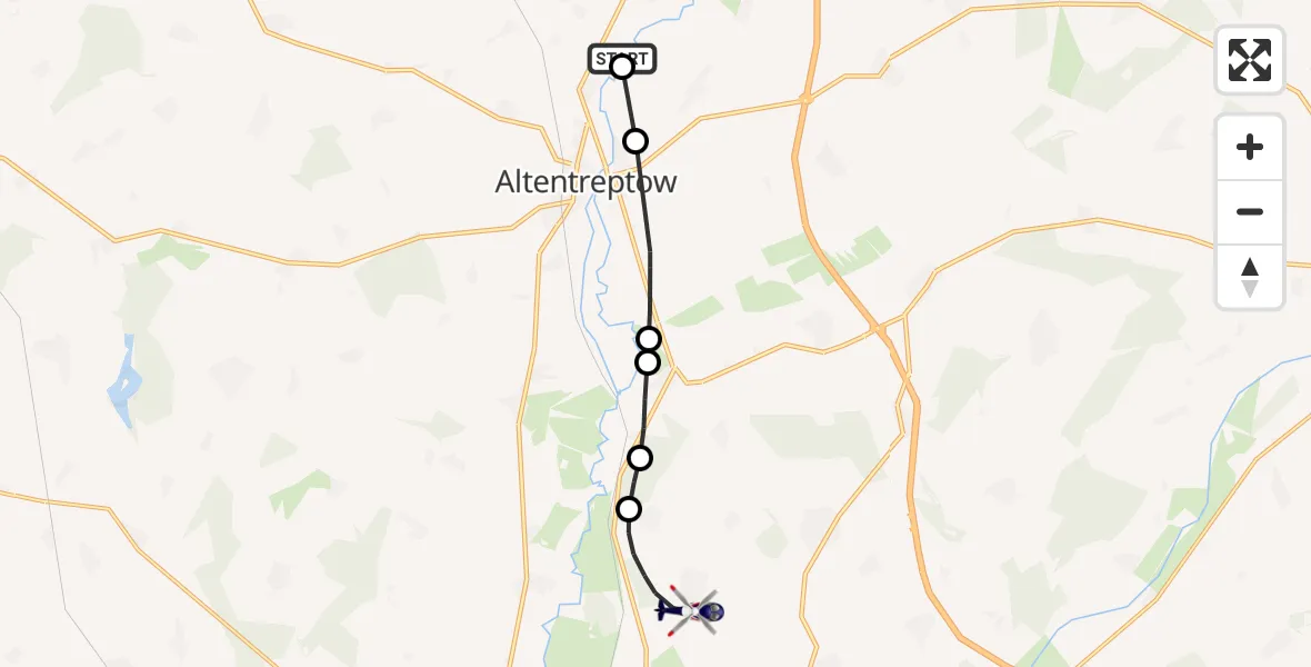 Routekaart van de vlucht: Polizeihubschrauber nach Neubrandenburg Trollenhagen Airport