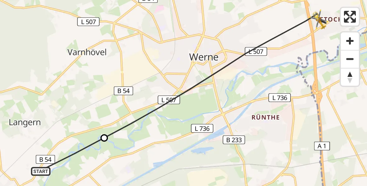 Routekaart van de vlucht: Rettungshubschrauber nach Werne, Kastanienstraße