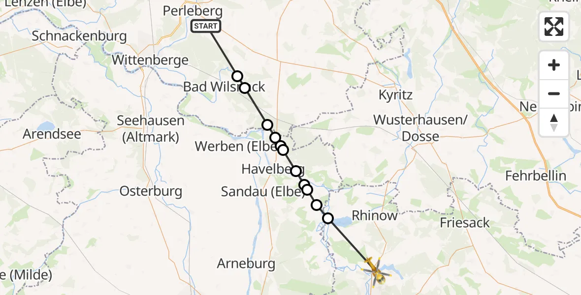 Routekaart van de vlucht: Rettungshubschrauber nach Rathenow, Am Hohennauener See